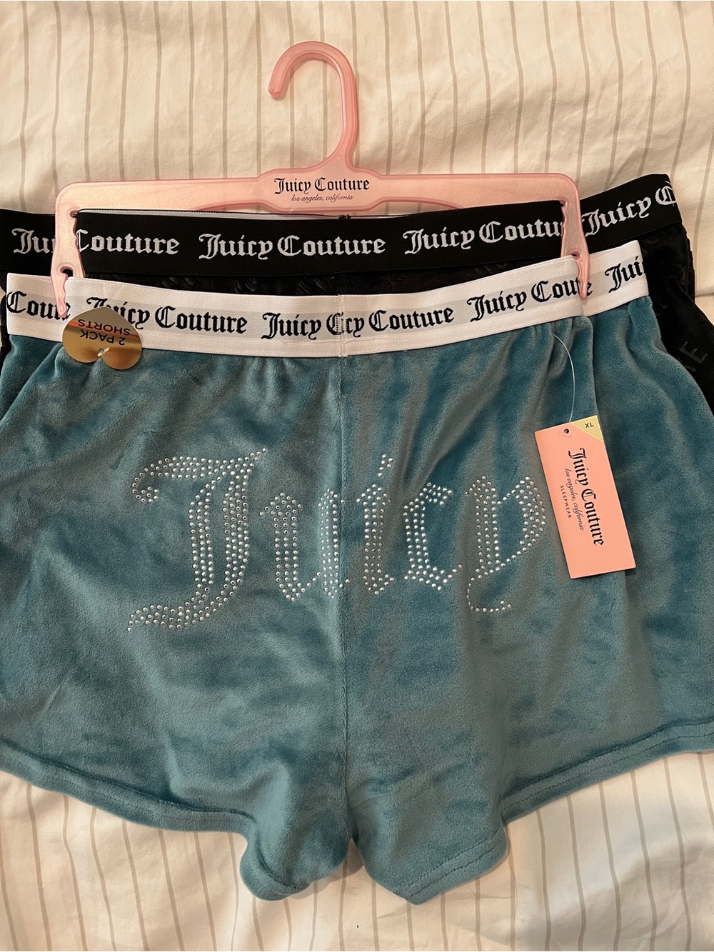 🔥LAST XL Juicy Couture 2pk Bling Velvet Shorts